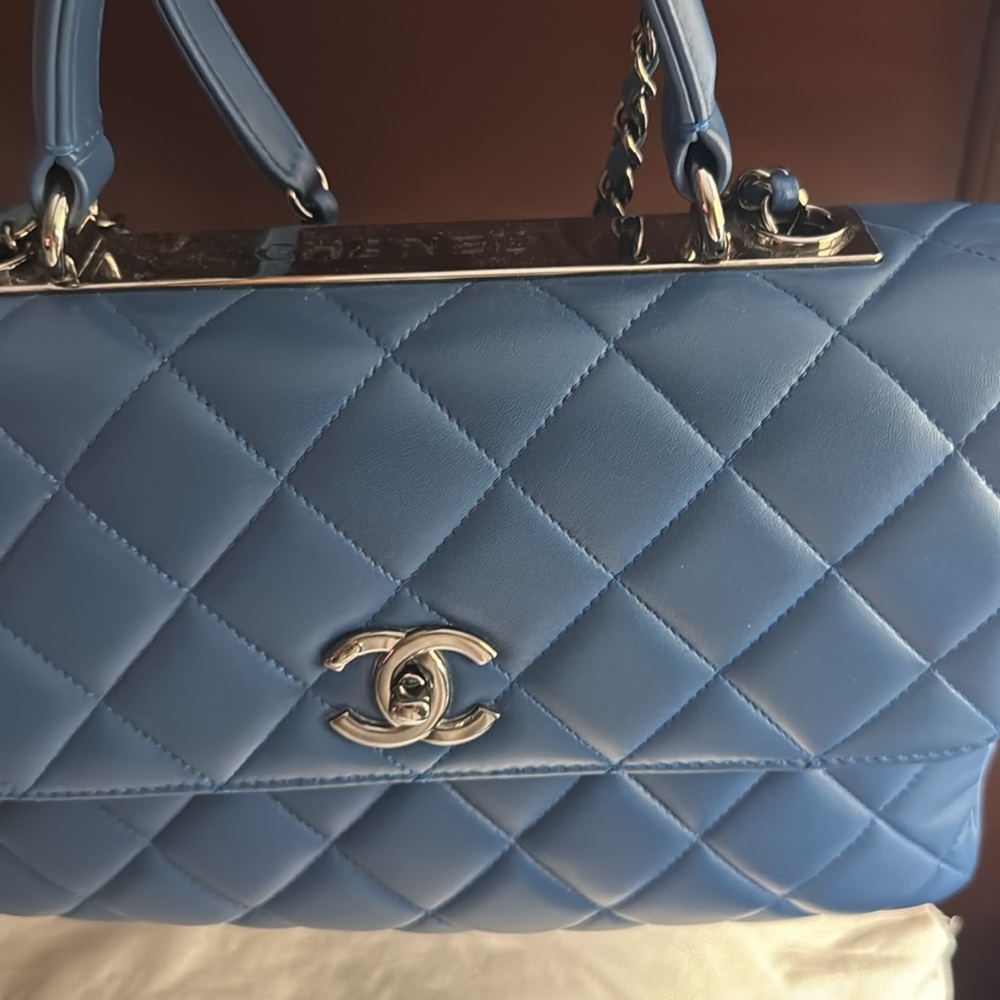 Chanel Blue Quilted Shoulder Bag with Chain Strap - Picture 17 of 17